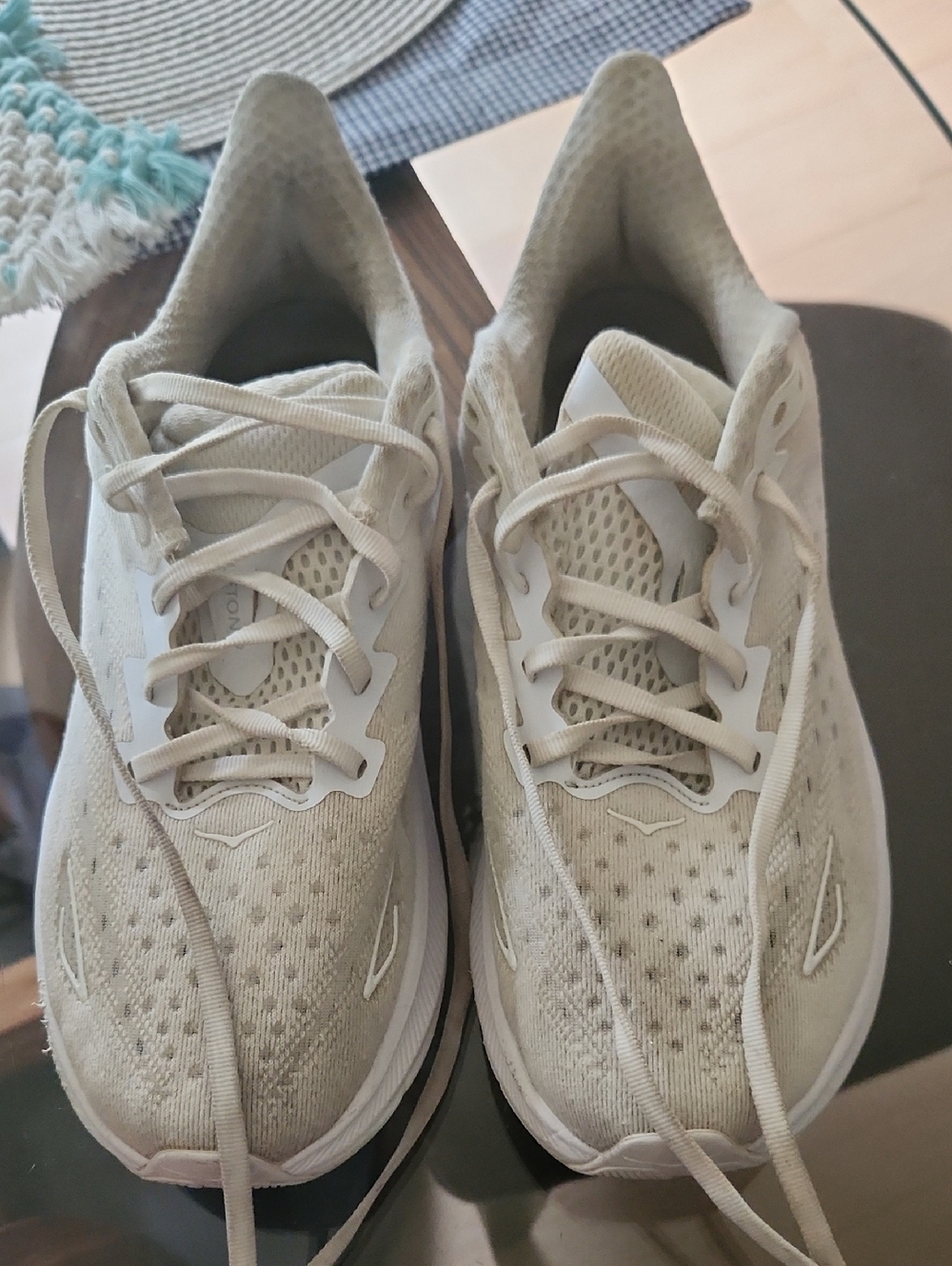 HOKA CLIFTON 9 Light Beige Athletic Sneakers